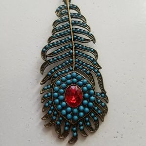 Peacock feather charming pendant necklace